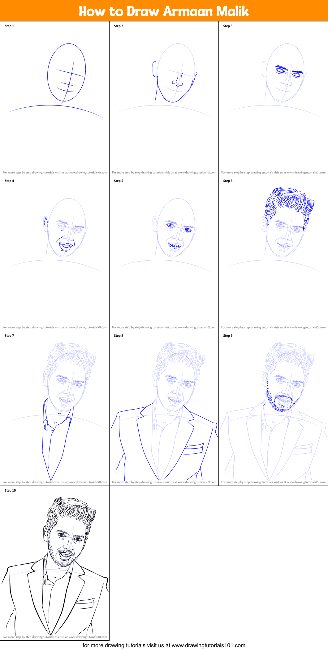 How to Draw Armaan Malik Printable Step by Step