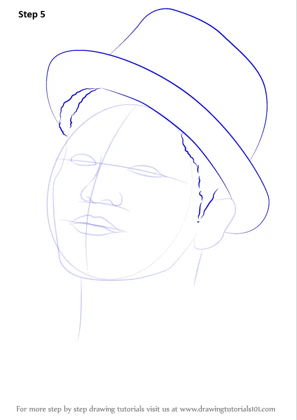Step by Step How to Draw Bruno Mars DrawingTutorials101 com