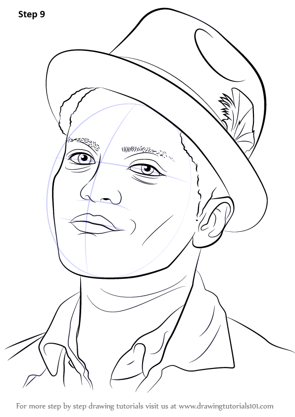 Learn How to Draw Bruno Mars (Singers) Step by Step : Drawing Tutorials