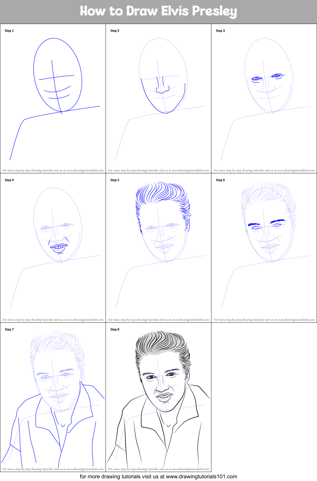 how to draw elvis presley step by step easy - sarah-haith