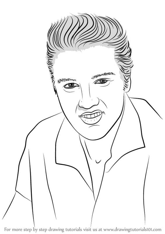 Learn How to Draw Elvis Presley (Singers) Step by Step : Drawing Tutorials