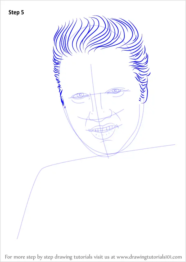 Learn How to Draw Elvis Presley (Singers) Step by Step : Drawing Tutorials