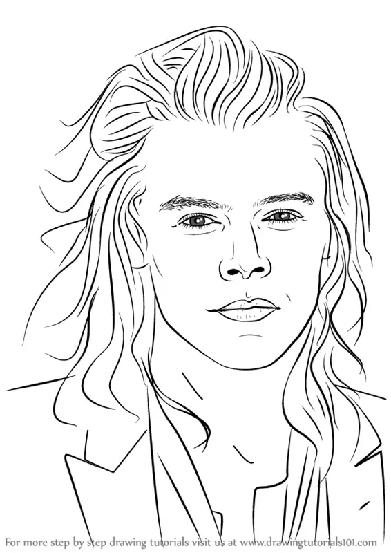 Learn How to Draw Harry Styles (Singers) Step by Step : Drawing Tutorials