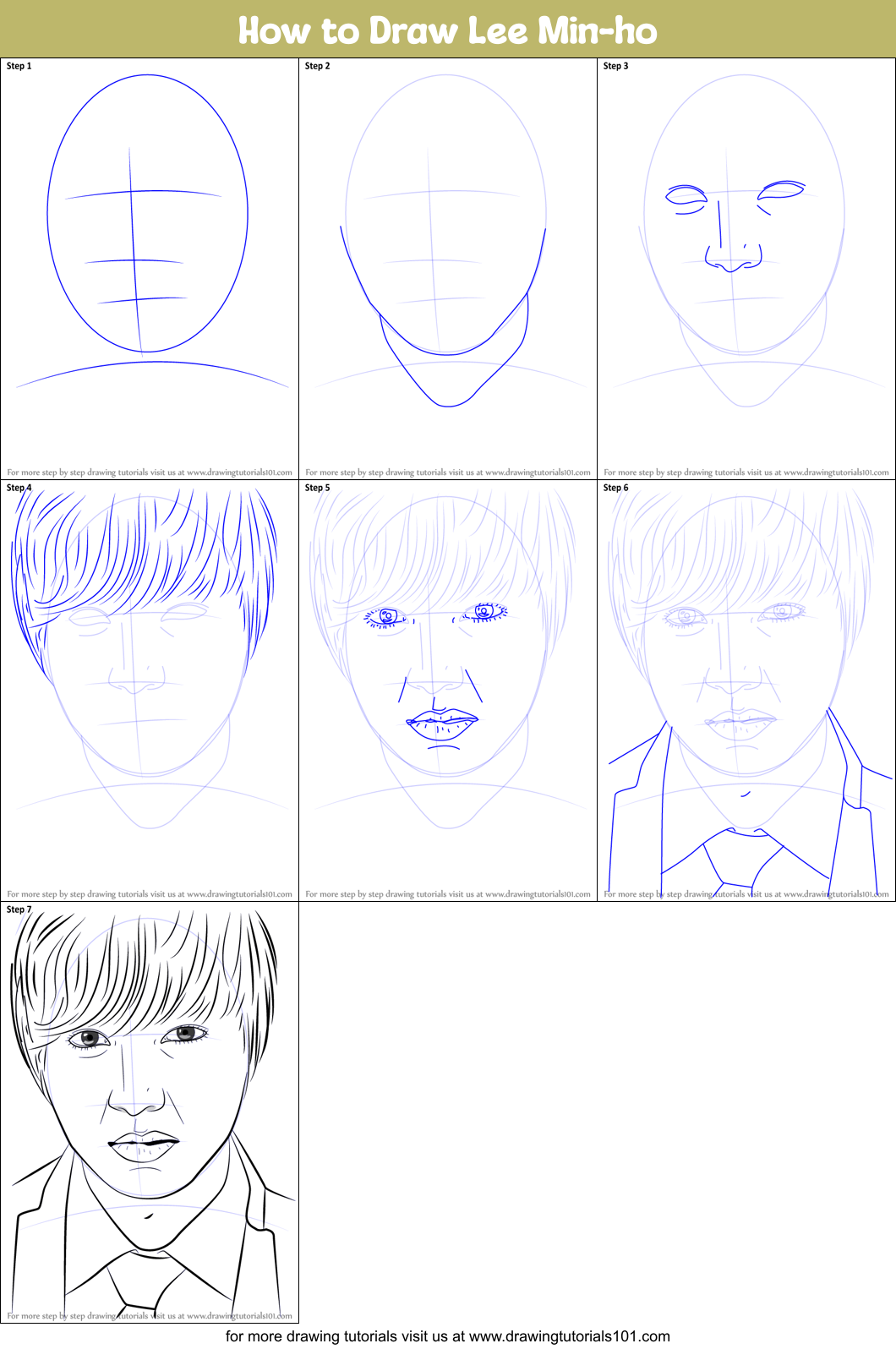 How to Draw Lee Min-ho Printable Step by Step