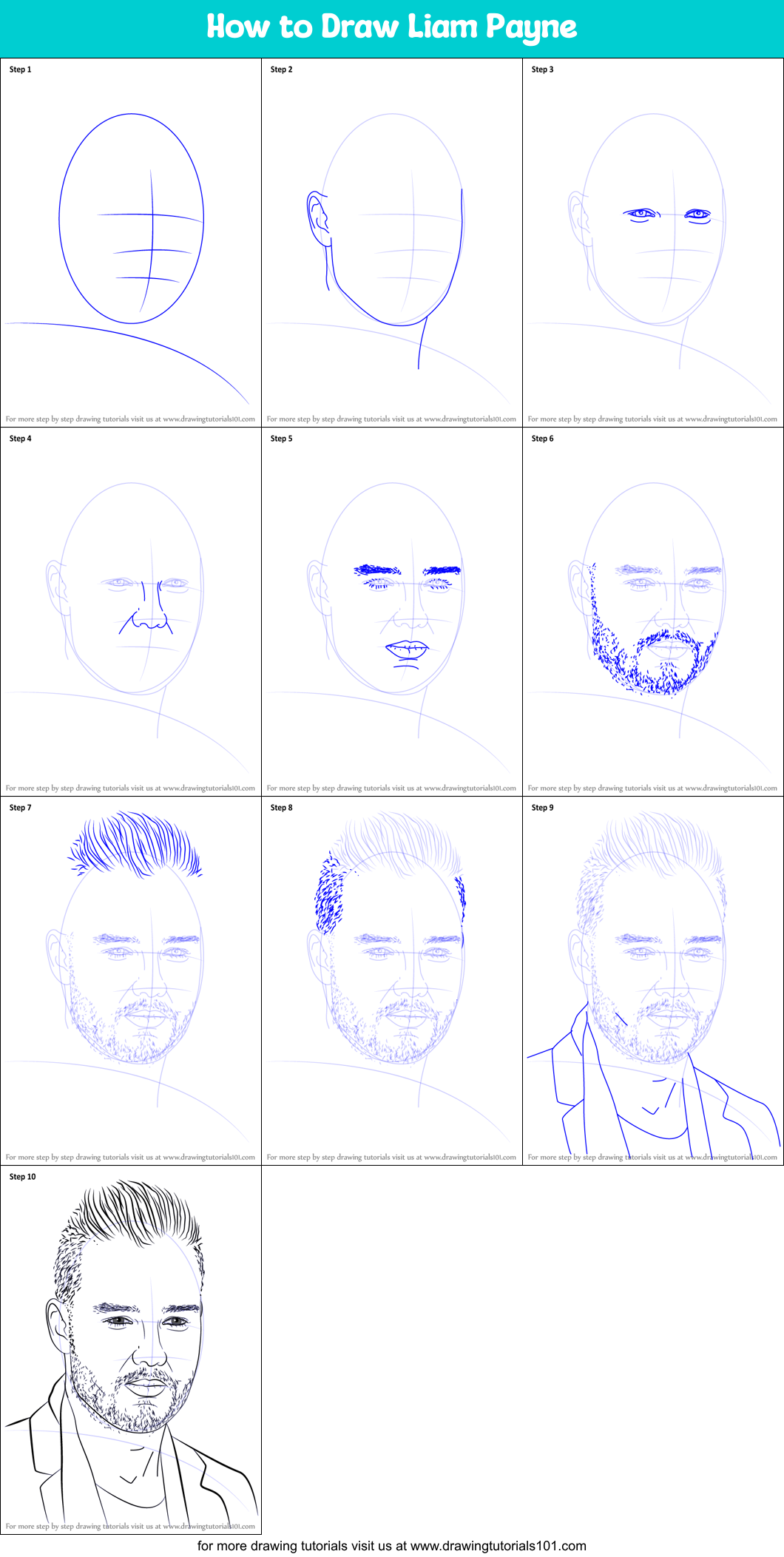 How to Draw Liam Payne Printable Step by Step