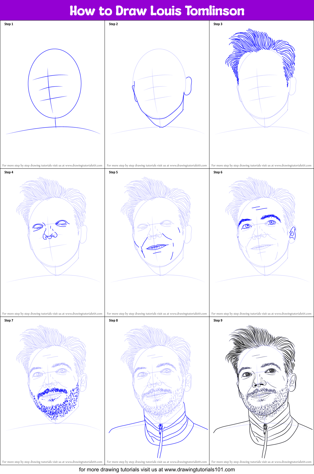 How to Draw Louis Tomlinson Printable Step by Step
