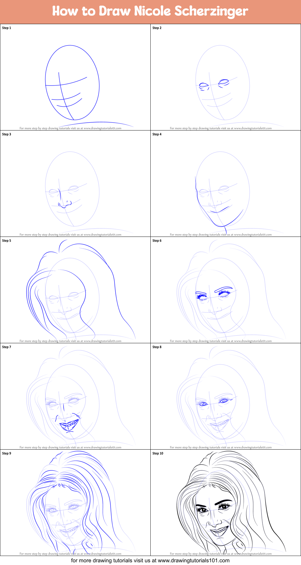 How to Draw Nicole Scherzinger Printable Step by Step