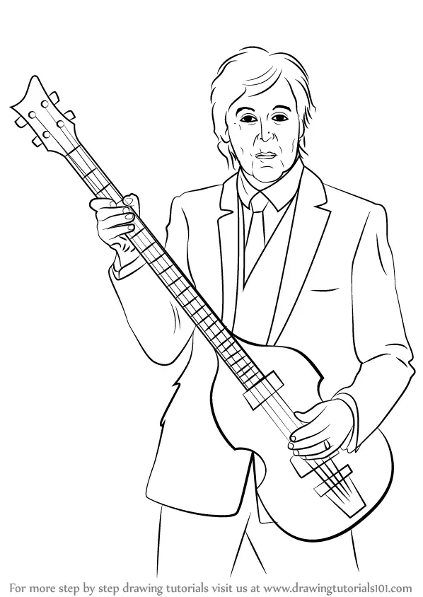 Learn How to Draw Paul McCartney (Singers) Step by Step : Drawing Tutorials