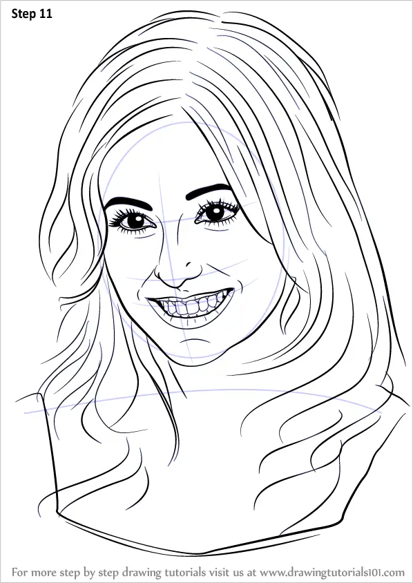 Learn How to Draw Pixie Lott (Singers) Step by Step : Drawing Tutorials