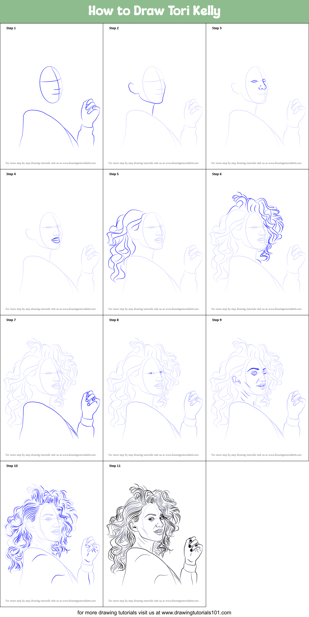 How to Draw Tori Kelly Printable Step by Step