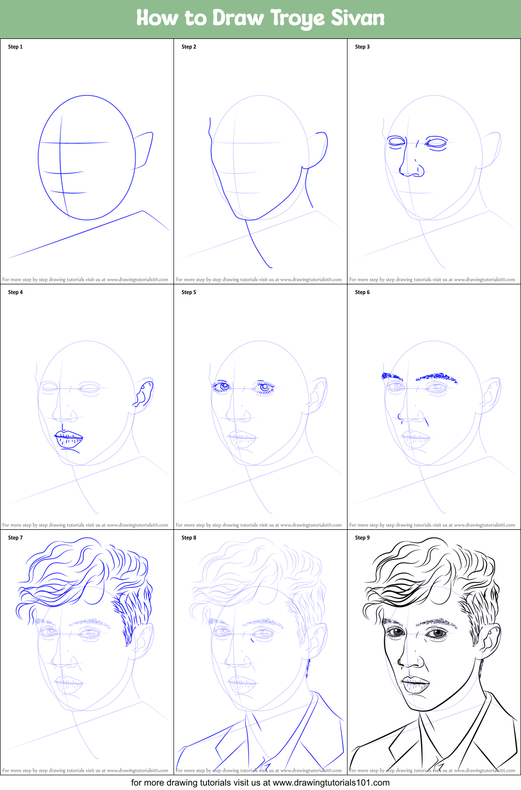 How to Draw Troye Sivan Printable Step by Step