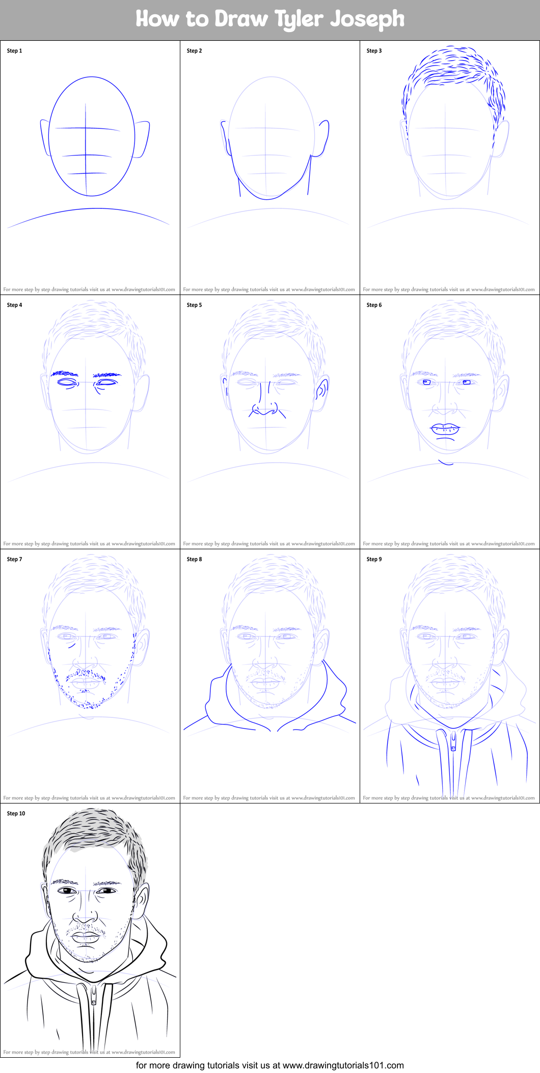 How to Draw Tyler Joseph Printable Step by Step