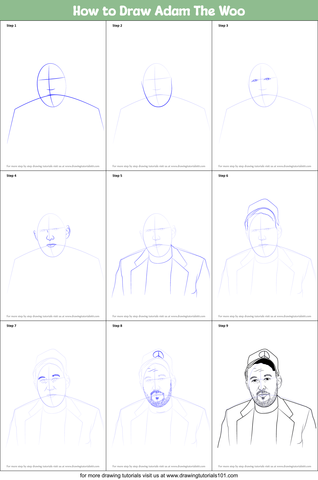 How to Draw Adam The Woo Printable Step by Step