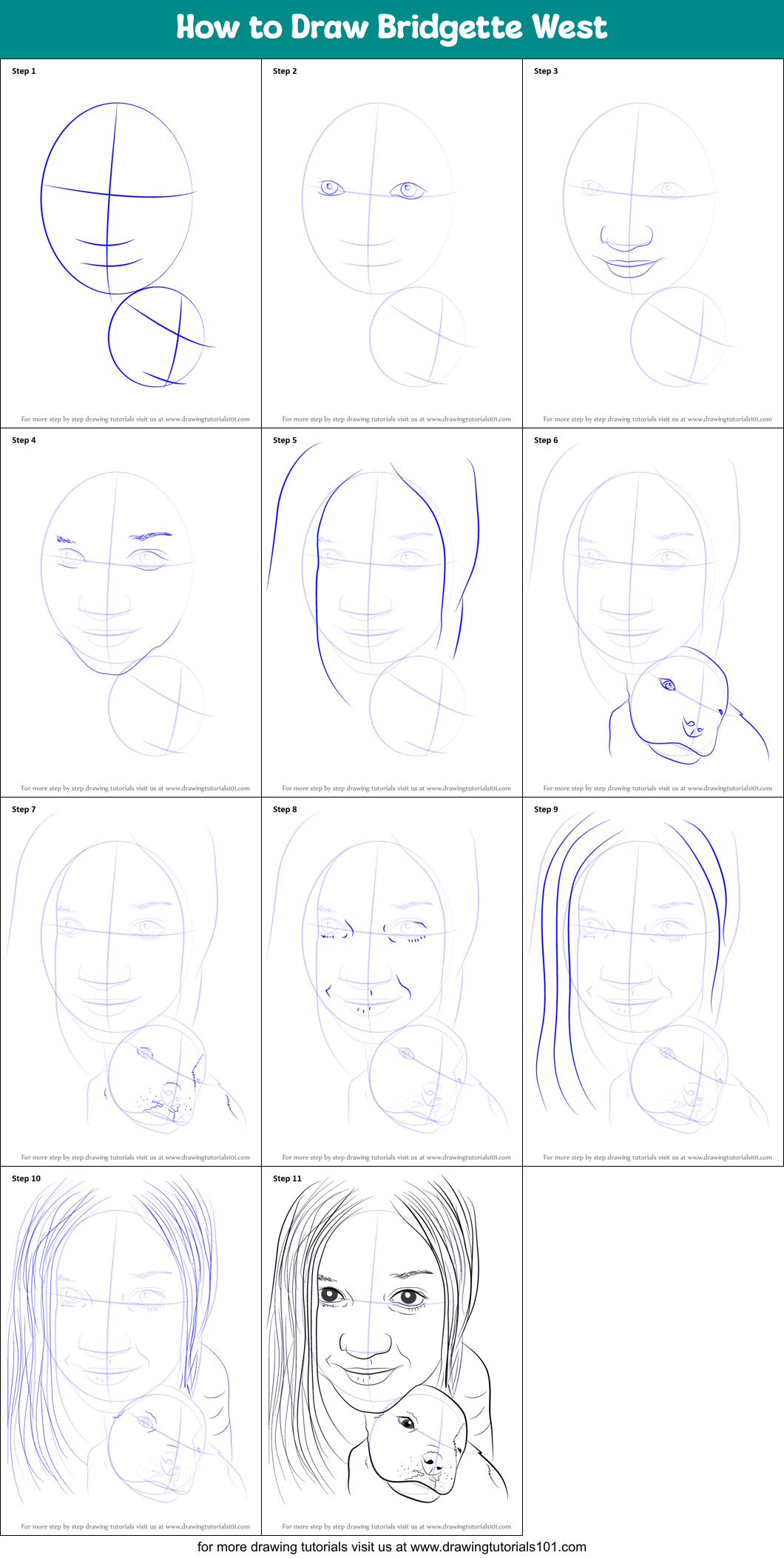 How to Draw Bridgette West Printable Step by Step