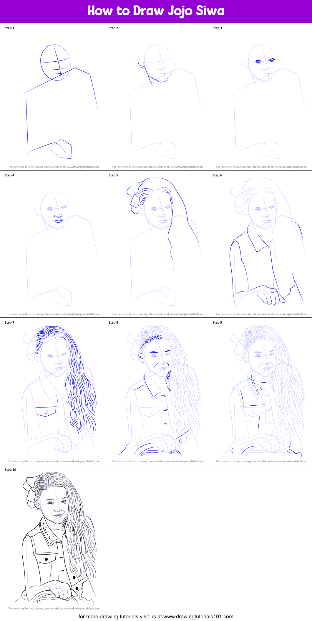 How to Draw Jojo Siwa printable step by step drawing sheet ...