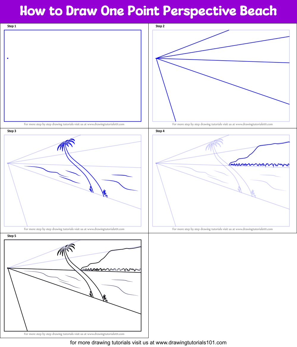 How to Draw One Point Perspective Beach Printable Step by Step