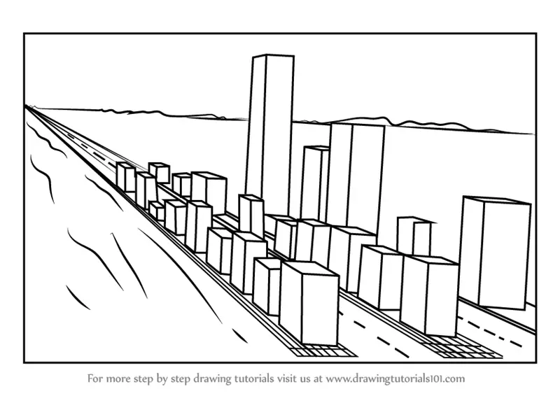 How to draw a panoramic city skyline or cityscape with buildings »  Hildur.K.O Art blog