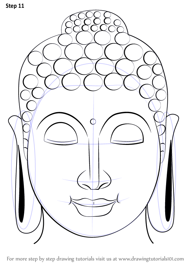 Learn How to Draw Buddha Face (Buddhism) Step by Step : Drawing Tutorials