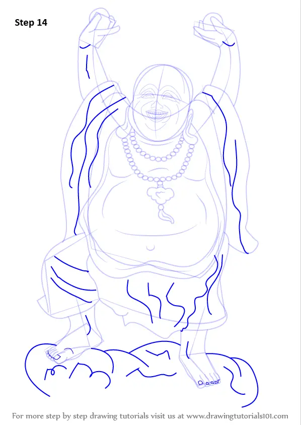 Learn How to Draw a Laughing Buddha (Buddhism) Step by Step : Drawing