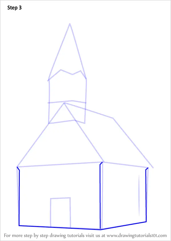 Learn How to Draw a Church Building (Christianity) Step by Step