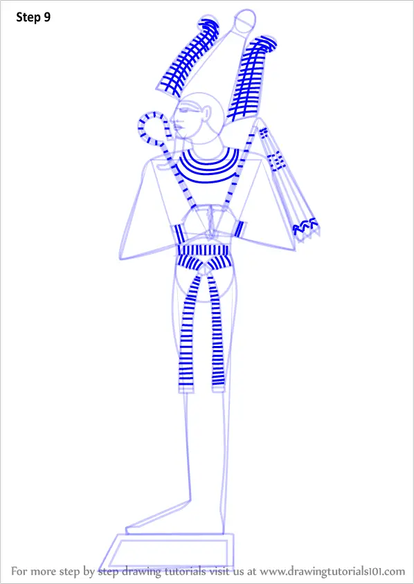 Step by Step How to Draw Osiris : DrawingTutorials101.com
