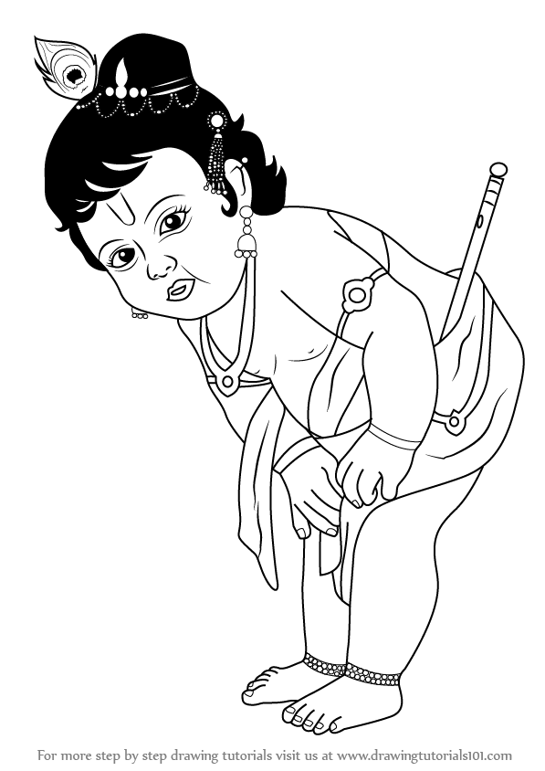 Learn How to Draw Baby Krishna (Hinduism) Step by Step : Drawing Tutorials