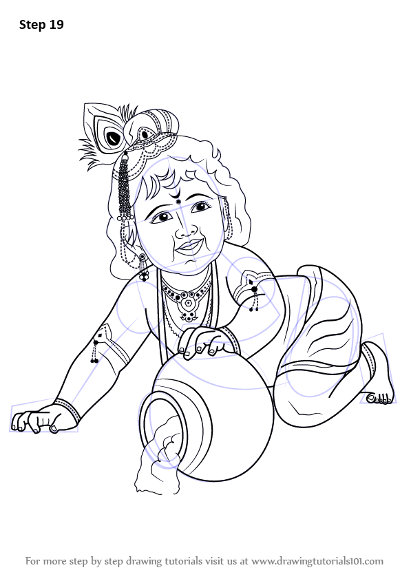 Divine Romance Stunning Black and White Sketch Print of Radha Krishn