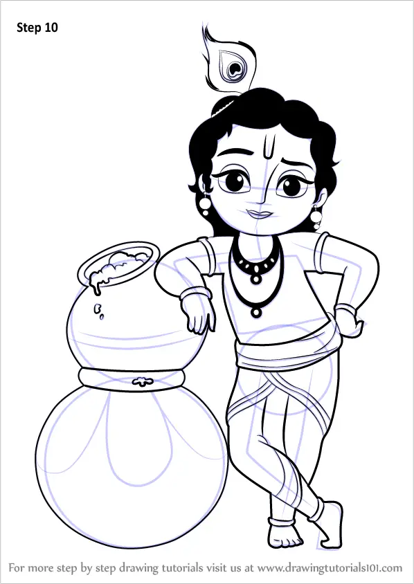 Learn How to Draw Bal Krishna (Hinduism) Step by Step Drawing Tutorials