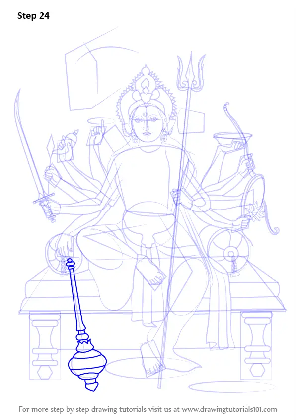Pencil Sketch Of Goddess Durga | DesiPainters.com