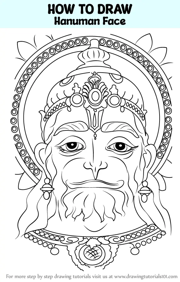 How to Draw Hanuman Face (Hinduism) Step by Step | DrawingTutorials101.com