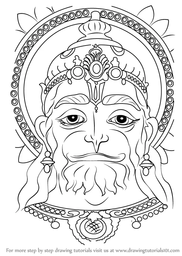 Premium Vector | Vector illustration of ravana with 10 heads line drawing
