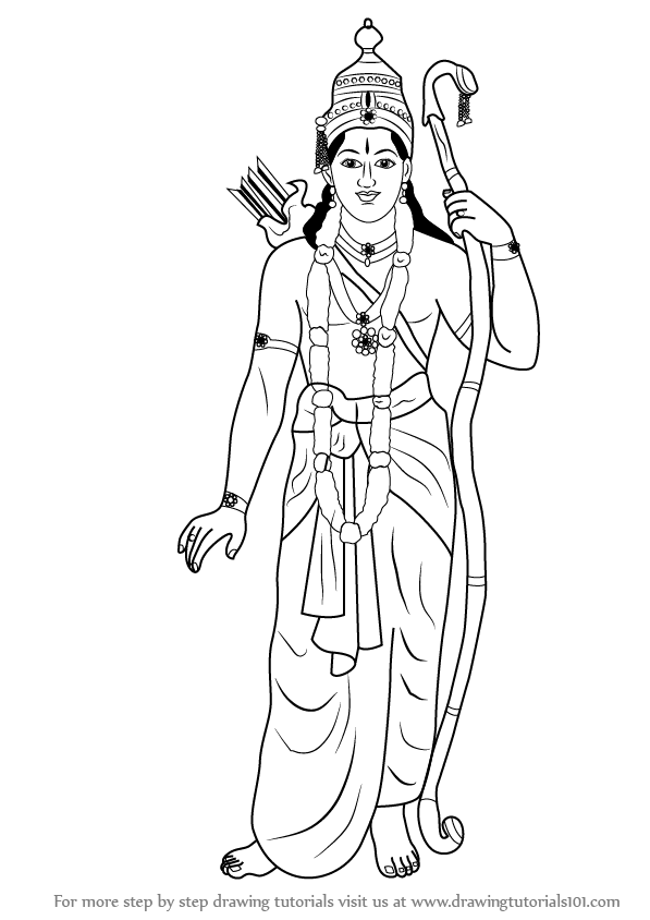 Learn How to Draw Lord Rama (Hinduism) Step by Step : Drawing Tutorials