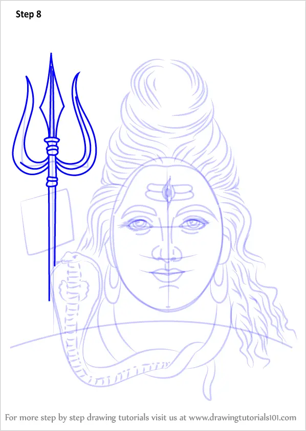 Learn How to Draw Lord Shiva Face (Hinduism) Step by Step : Drawing