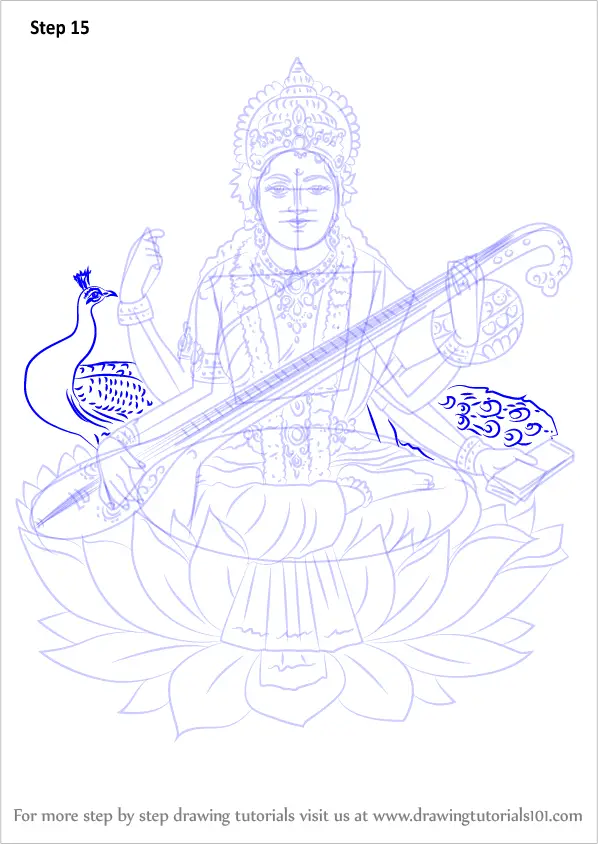 Drawing maa saraswati. : r/hinduism