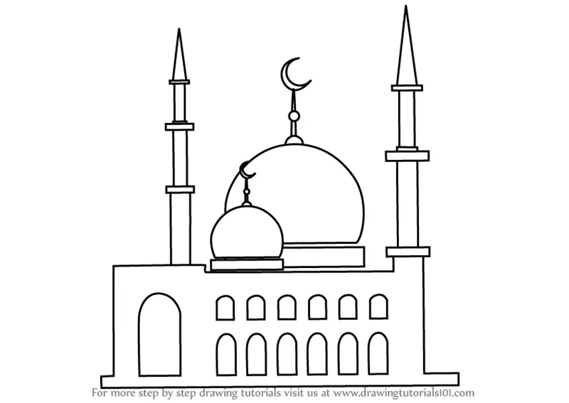 Simple mosque illustration design for coloring book Color book theme of  mosque for education Fun learning for kids Simple graphic design drawing  concept of mosque 10042796 Vector Art at Vecteezy
