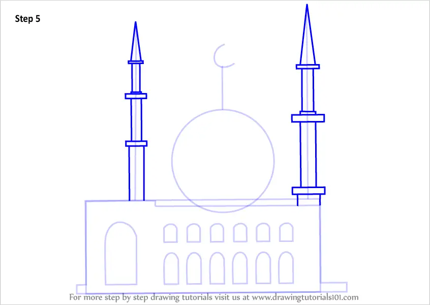 How to Draw Blue Mosque Step by Step  Blue Mosque Drawing Sultanahmet  Camii çizimi  tutorial drawing  Learn about How to Draw Blue Mosque  Step by Step or Blue Mosque