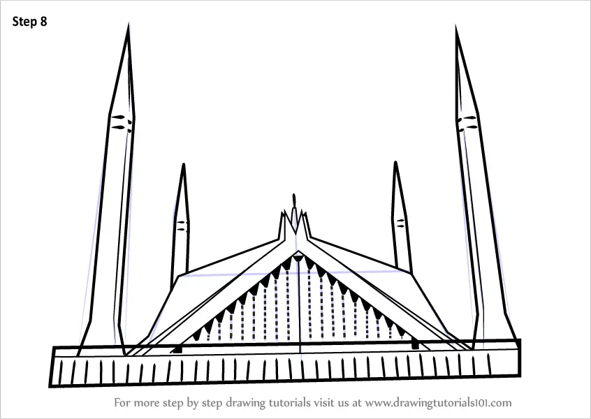 Learn How to Draw Shah Faisal Mosque (Islam) Step by Step 