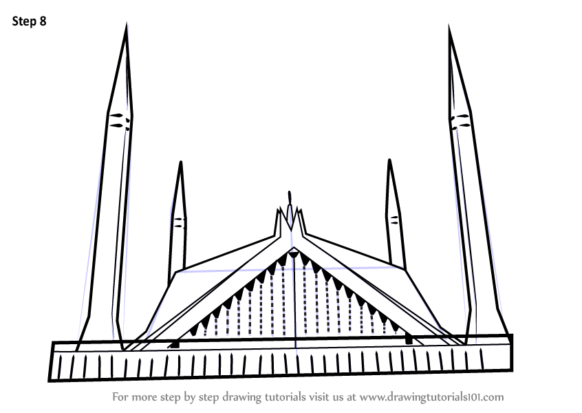 Learn How to Draw Shah Faisal Mosque (Islam) Step by Step 