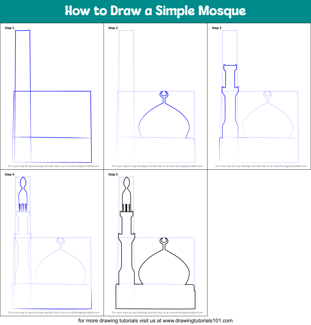 How to Draw a Simple Mosque Printable Step by Step
