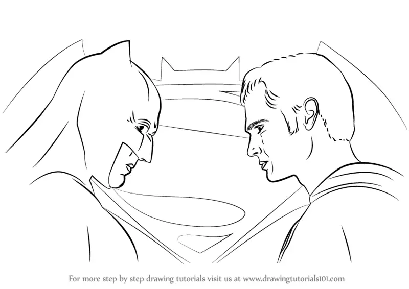 Learn How to Draw Batman vs Superman (Batman v Superman: Dawn of Justice)  Step by Step : Drawing Tutorials
