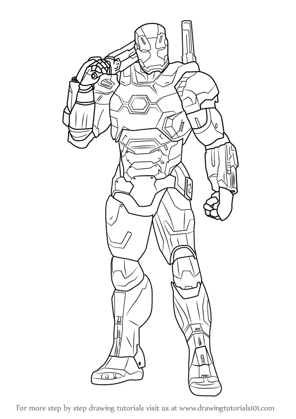 Step by Step How to Draw War Machine from Captain America Civil War