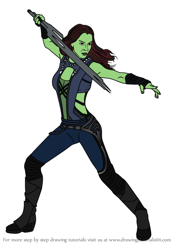 Learn How to Draw Gamora from Guardians of the Galaxy (Guardians of the