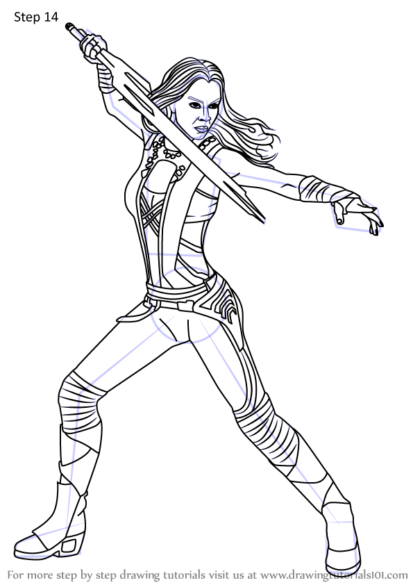 Learn How to Draw Gamora from Guardians of the Galaxy (Guardians of the