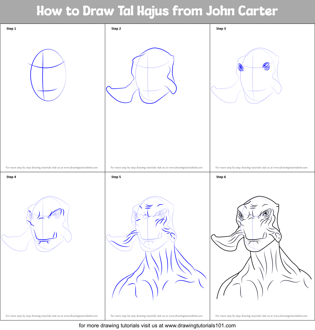 How to Draw Tal Hajus from John Carter Printable Step by Step
