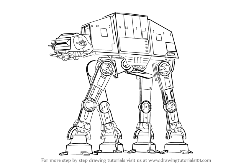 Learn How To Draw At At From Star Wars Star Wars Step By Step Drawing Tutorials