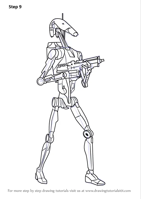 Learn How To Draw Battle Droid From Star Wars Star Wars Step By Step Drawing Tutorials