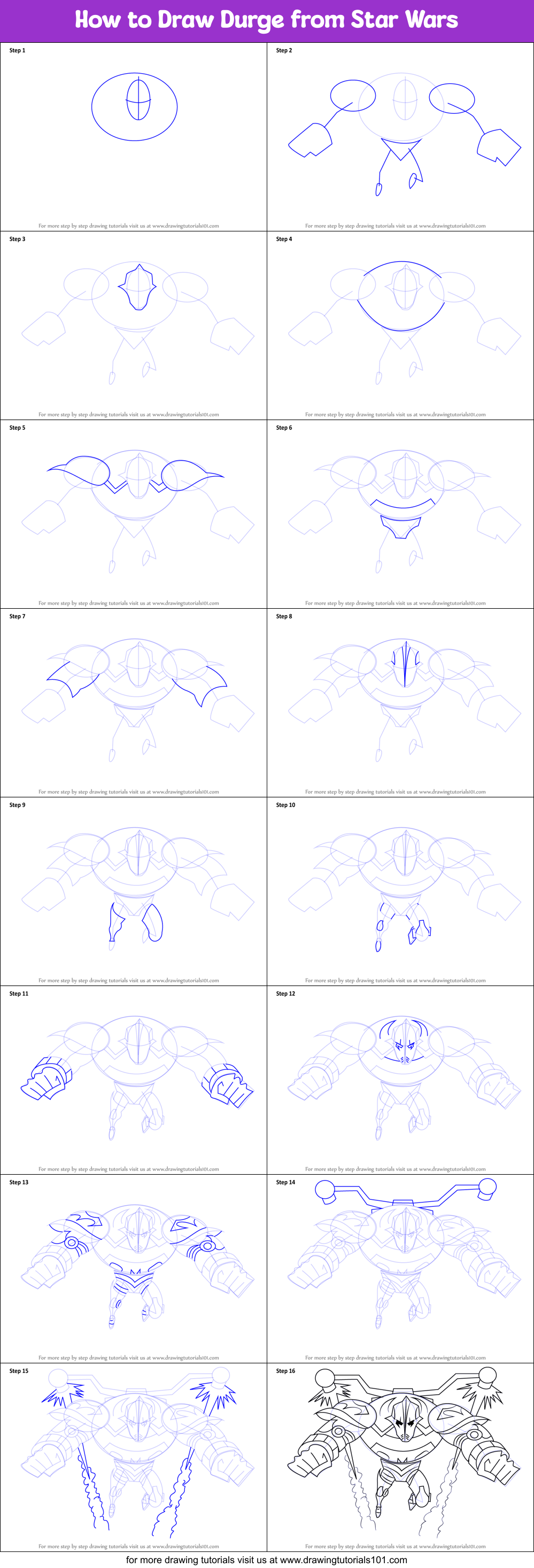 How to Draw Durge from Star Wars Printable Step by Step