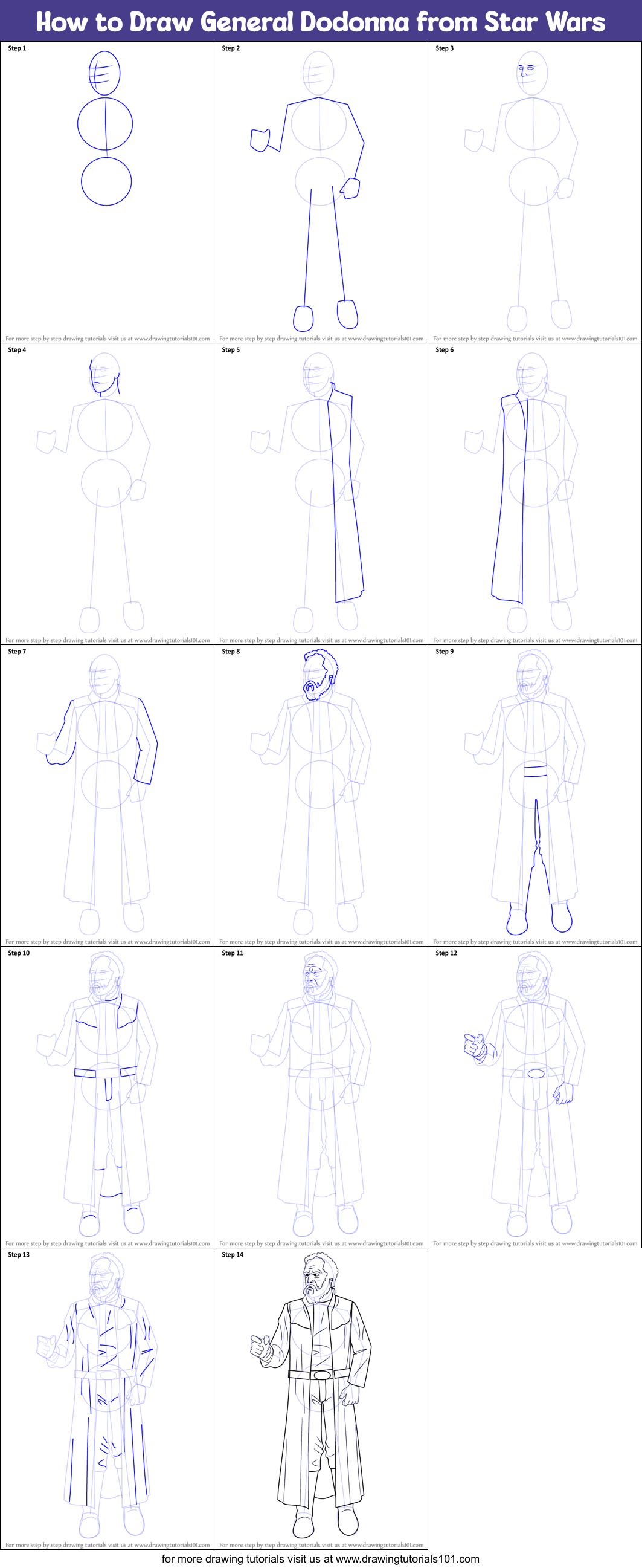 How to Draw General Dodonna from Star Wars Printable Step by Step