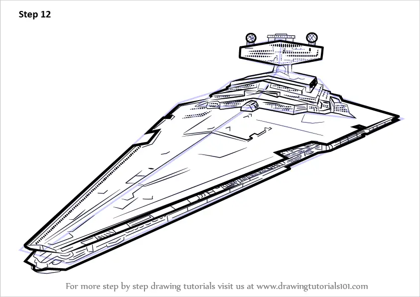 Step by Step How to Draw Imperialclass Star Destroyer