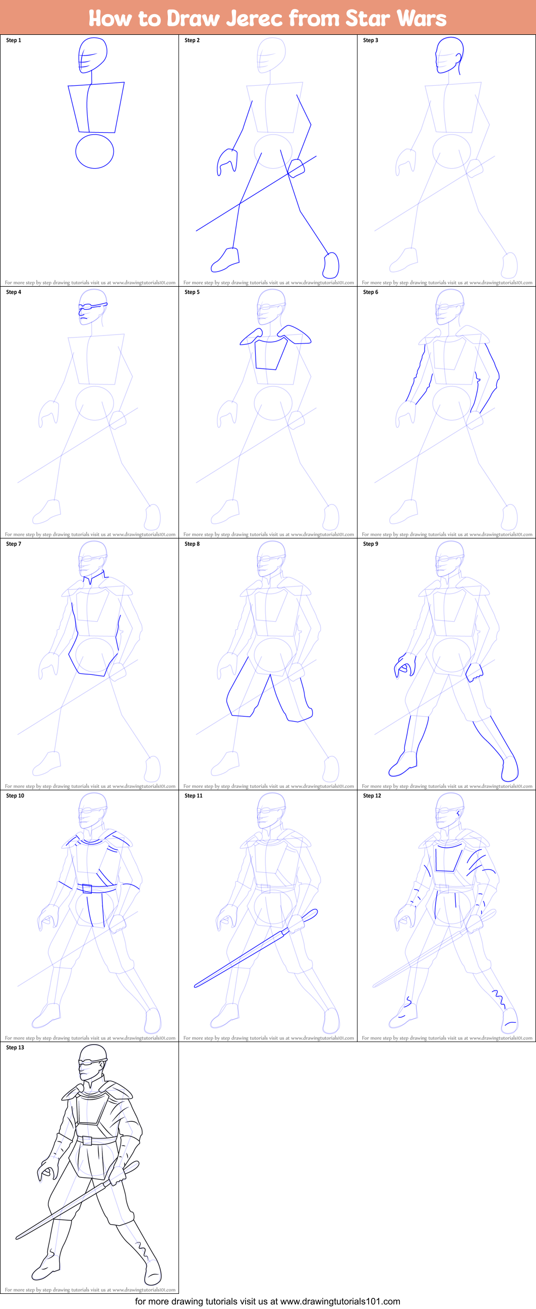 How to Draw Jerec from Star Wars Printable Step by Step